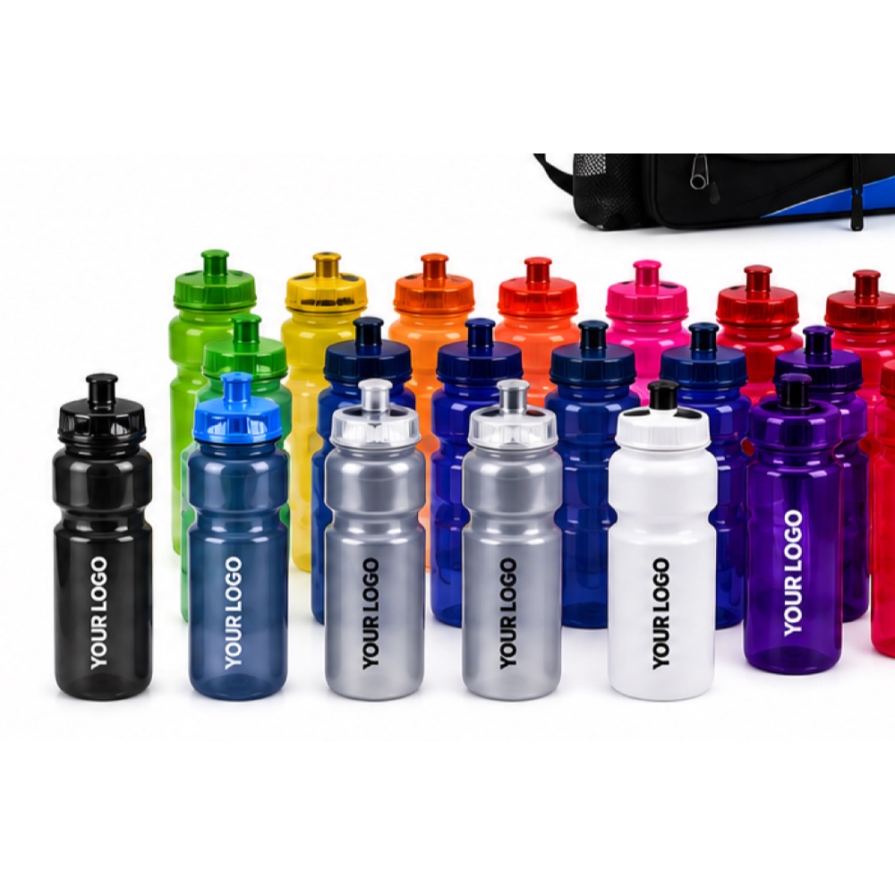 Branded squeezable sports water bottle for corporate giveaways